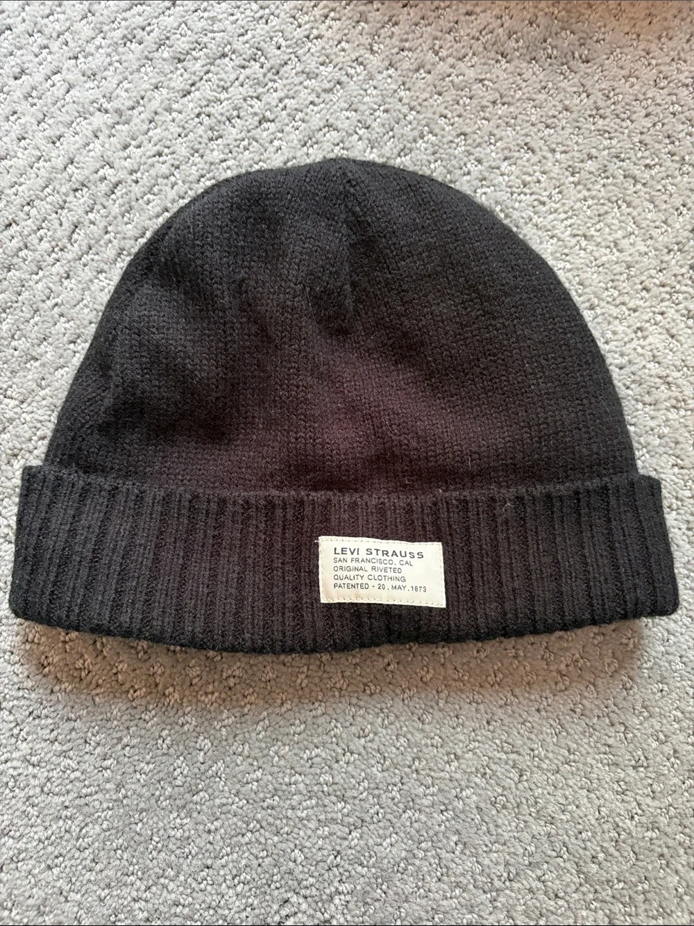 Levi's Black Fleece Lined Beanie with Branded Patch